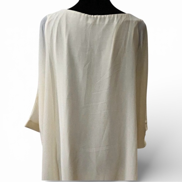 Easel Cream Flowy Scoop Neck Tunic L | Boho Chic Coastal Minimalist - Picture 3 of 4
